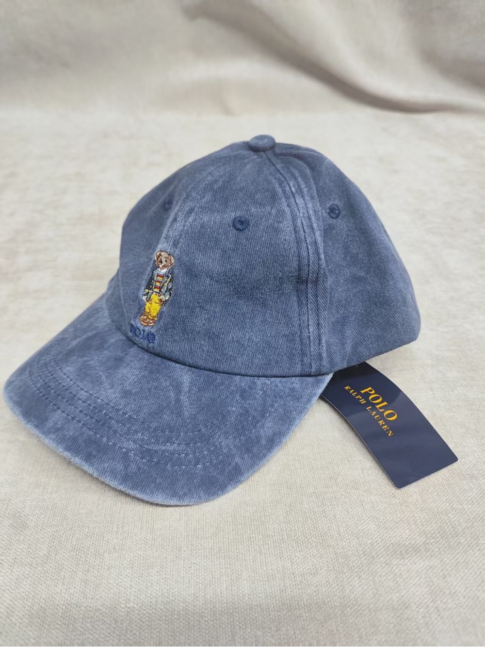 Polo by Ralph Lauren Blue Washed Baseball Cap with Polo Bear Embroidery